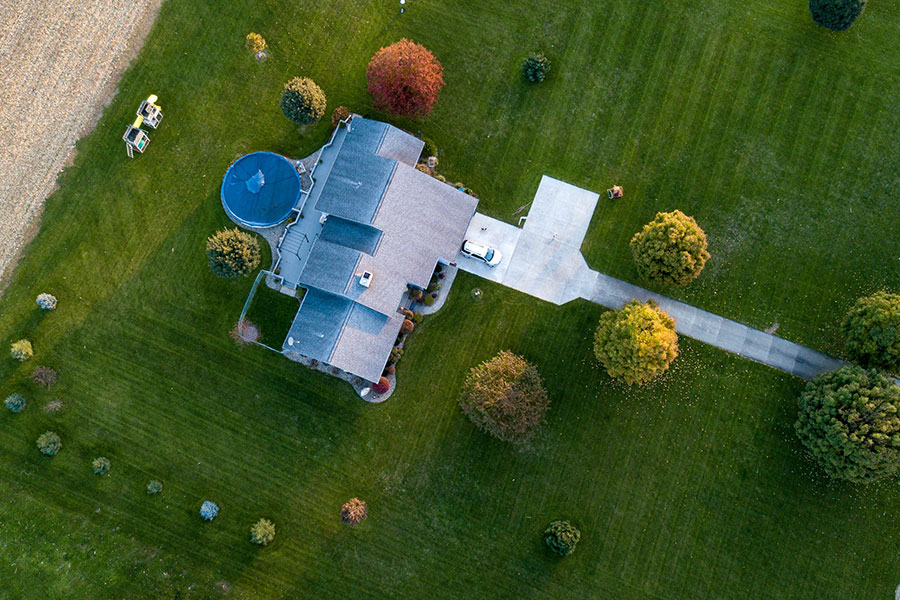 Residential Landscaping, Aerial View