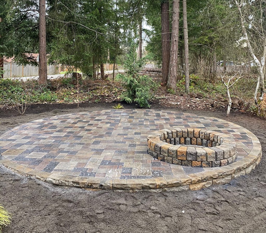 Fire pit, landscaping